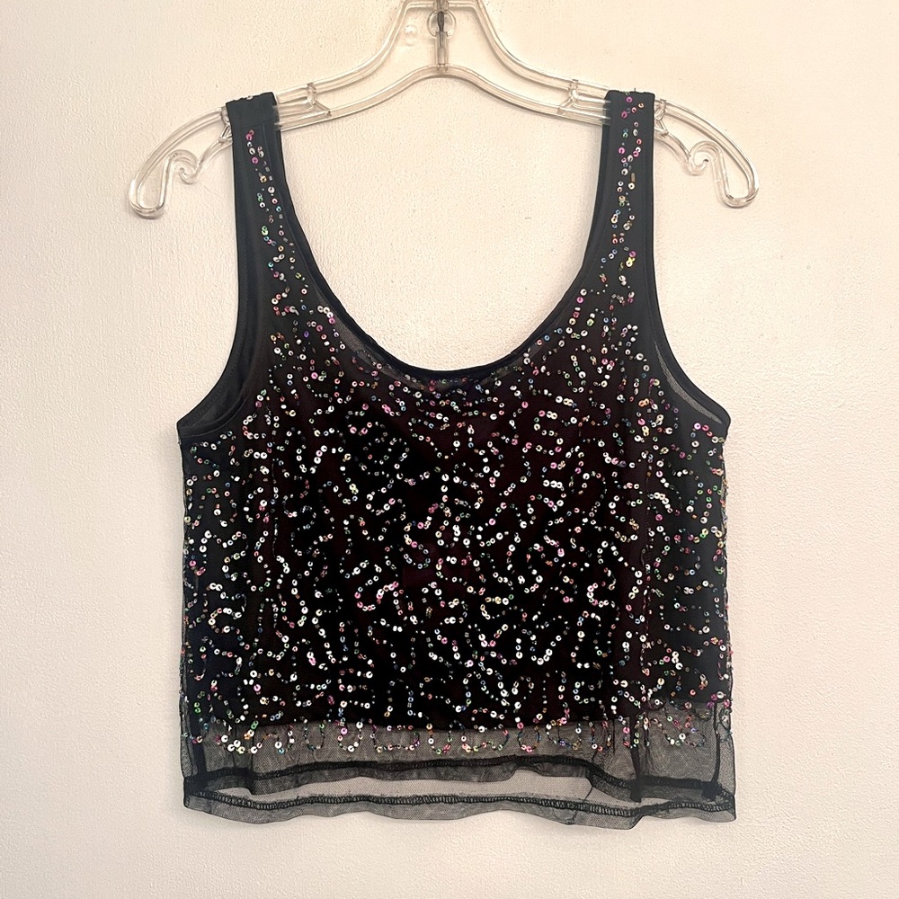 Black Sequin Embellished Women's Top size 6
